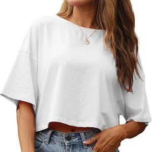 White Cropped Loose Tee